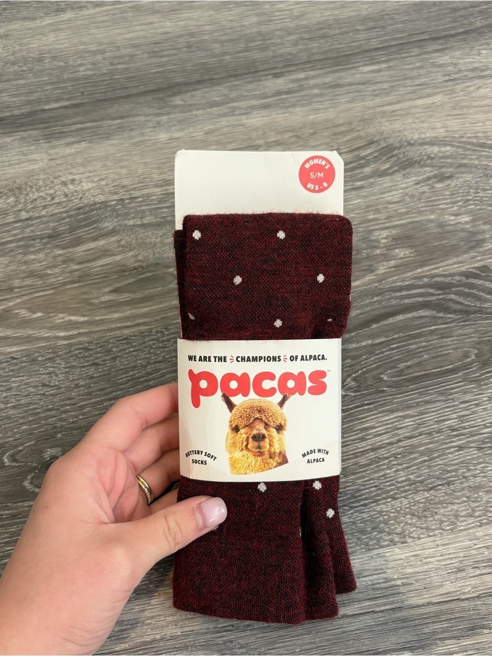 Pacas Maroon Alpaca Dot Socks